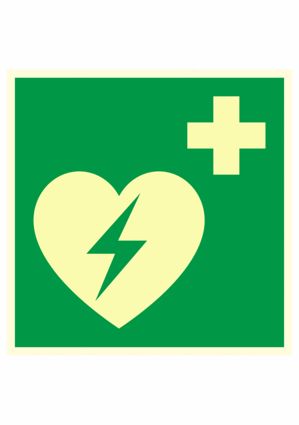 Fotoluminiscenční bezpečnostní značení - Symbol bezpečí: Defibrilátor