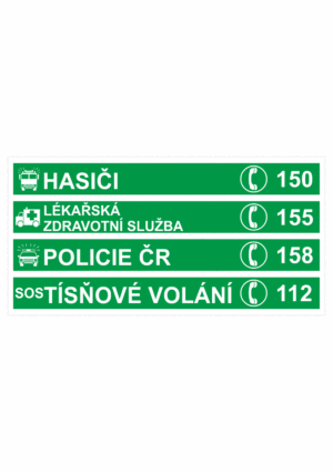 Bezpečnostní tabulky - Symbol s textem: "Důležitá telefonní čísla"