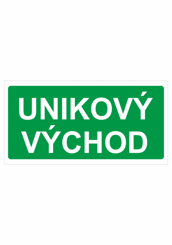 Bezpečnostní tabulka Značení úniků - Únikový východ (text)
