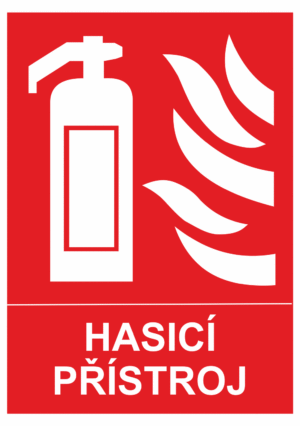 Požární tabulka symbol s textem: "Hasicí přístroj"