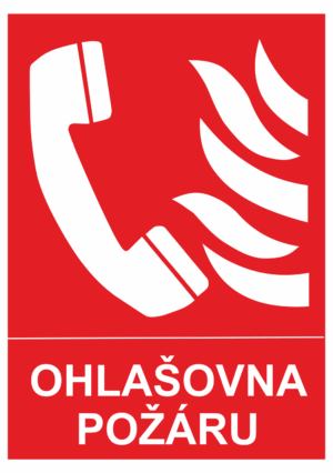 Požární tabulka symbol s textem: "Ohlašovna požáru"