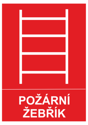 Požární bezpečnostní tabulka symbol s textem: "Požární žebřík"