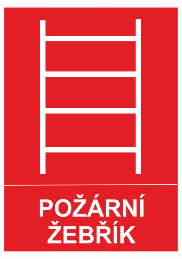 Požární bezpečnostní tabulka symbol s textem: "Požární žebřík"