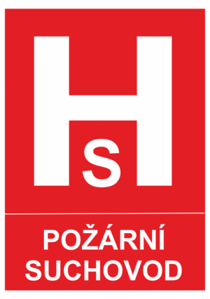 Požární bezpečnostní tabulka symbol s textem: "Požární suchovod"