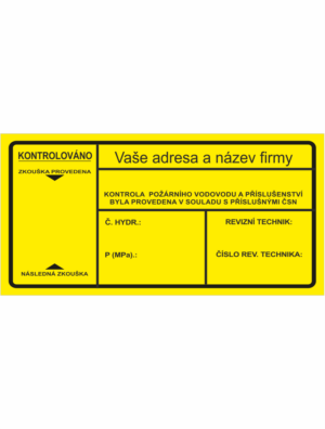 Revizní a kalibrační štítky: Kontrolní štítek