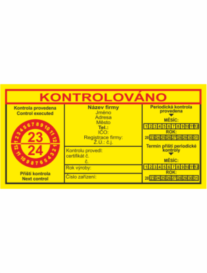 Revizní a kalibrační štítky: Kontrolní štítek - Kontrolováno 23/24
