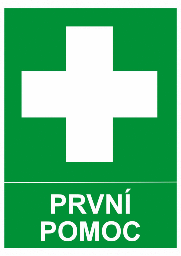Bezpečnostní tabulky - Symbol s textem: "První pomoc"
