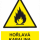Výstražná bezpečnostní tabulka symbol s textem: "Hořlavá kapalina I. třídy"