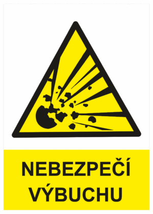 Výstražná bezpečnostní tabulka symbol s textem: "Nebezpečí výbuchu"
