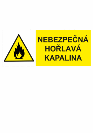 Výstražná bezpečnostní tabulka symbol s textem: "Nebezpečná hořlavá kapalina"