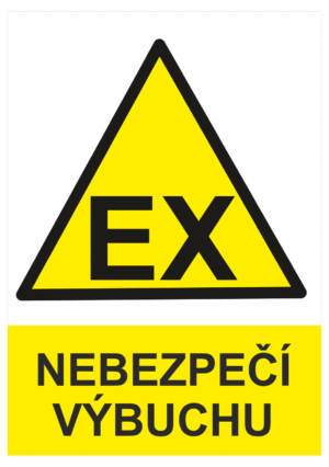 Výstražná bezpečnostní tabulka symbol s textem: "Nebezpečí výbuchu"