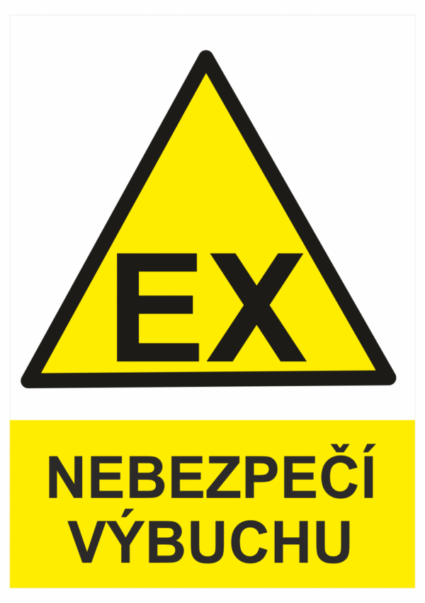 Výstražná bezpečnostní tabulka symbol s textem: "Nebezpečí výbuchu"