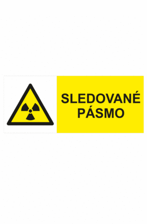 Výstražná bezpečnostní tabulka symbol s textem: "Sledované pásmo"