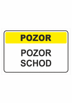 Výstražná textová tabulka: "Pozor schod"