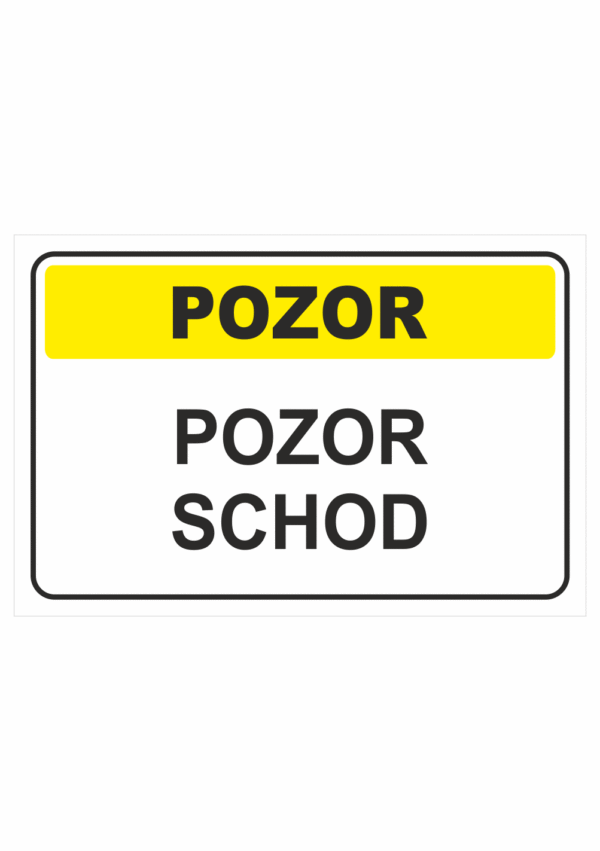 Výstražná textová tabulka: "Pozor schod"