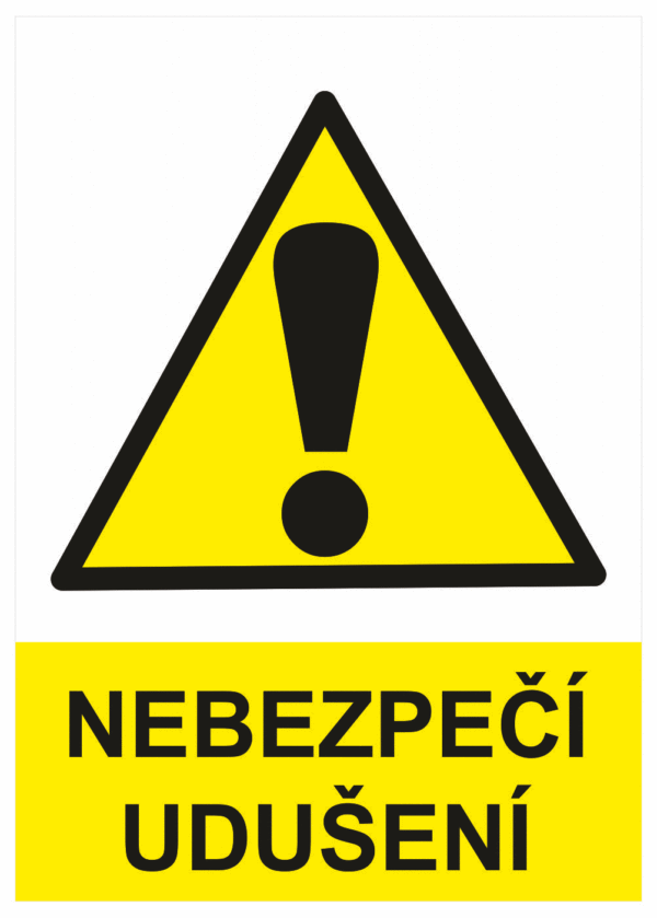 Výstražná bezpečnostní tabulka symbol s textem: "Nebezpečí udušení"
