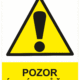 Výstražná bezpečnostní tabulka symbol s textem: "Pozor úzký průřez"