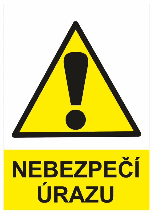 Výstražná bezpečnostní tabulka symbol s textem: "Nebezpečí úrazu"