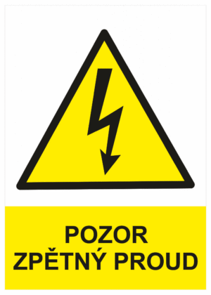 Značení elektro a ESD - Elektro výstrahy: Pozor zpětný proud