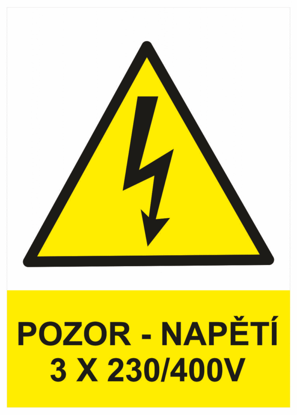 Značení elektro a ESD - Elektro výstrahy: Pozor napětí 3x 230/400V