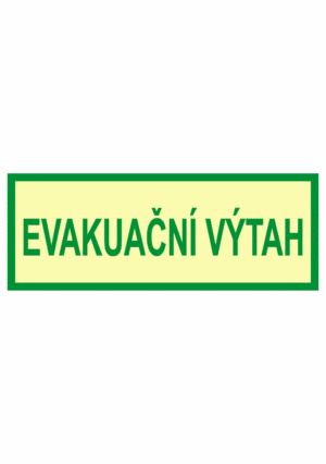 Fotoluminiscenční bezpečnostní značení - Text bez symbolu: "Evakuační výtah"