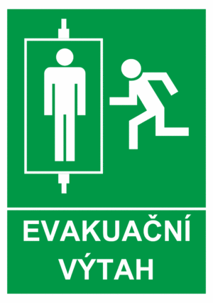 Značení budov - Značení výtahu: Tabulka Evakuační výtah