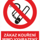Zákazová bezpečnostní tabulka symbol s textem: "Zákaz kouření mimo vyhrazený prostor"