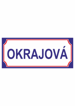 Značení budov - Značení ulic a domů: Označení ulice (Bílý podklad, Modročervený okraj, Modré písmo)