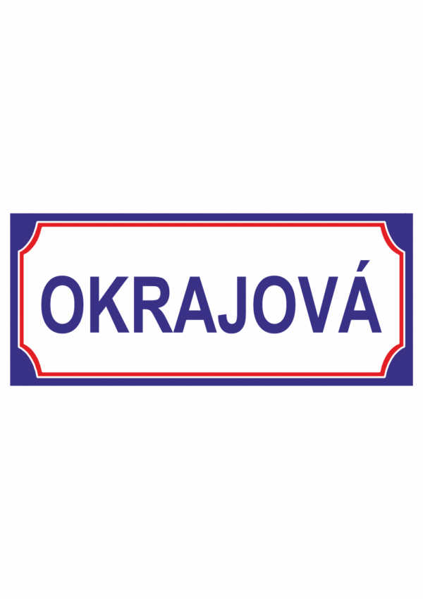 Značení budov - Značení ulic a domů: Označení ulice (Bílý podklad, Modročervený okraj, Modré písmo)
