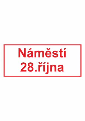 Značení budov - Značení ulic a domů: Označení ulice (Bílý podklad s červeným písmem a okrajem)
