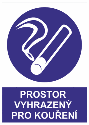 Příkazová bezpečnostní tabulka symbol s textem: "Prostor vyhrazený pro kouření"