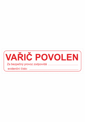 Značení elektro - Text: Vařič povolen
