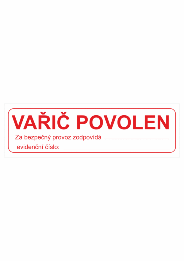 Značení elektro - Text: Vařič povolen