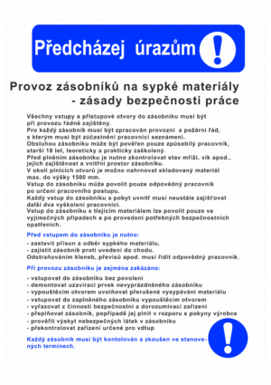 Pravidla bezpečné práce BOZP - Předcházej úrazům - Zásady bezpečnosti práce pro provoz zásobníků na sypké materiály