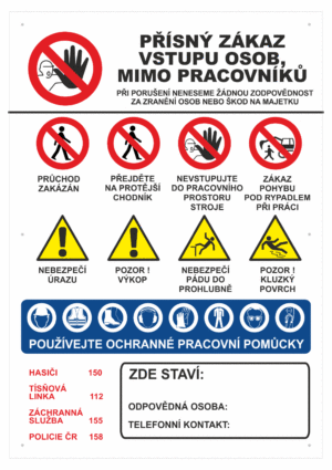 Značení budov - Označení staveniště: Bezpečnostní značení pro výkopové práce (Zákazy, příkazy, výstrahy)