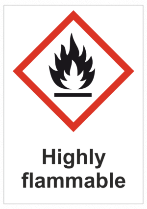 Značení nebezpečných látek a obalů - Symboly GHS s textem: "Higly flammable"