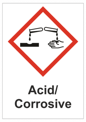 Značení nebezpečných látek a obalů - Symboly GHS s textem: "Acid / Corrosive"