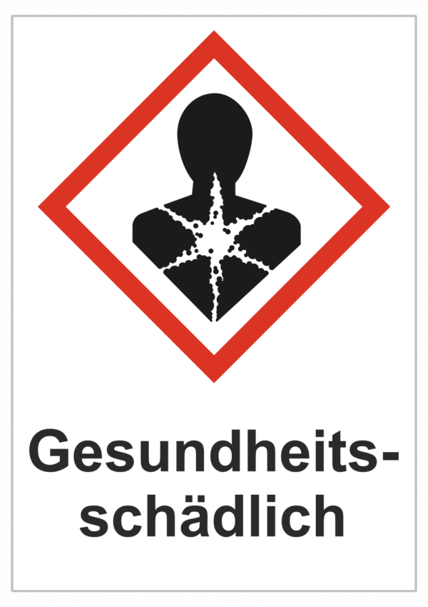 Značení nebezpečných látek a obalů - Symboly GHS s textem: "Gesundheits-schädlich"