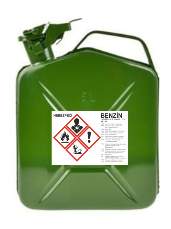 Štítek nebezpečné látky - Benzín UN 1202