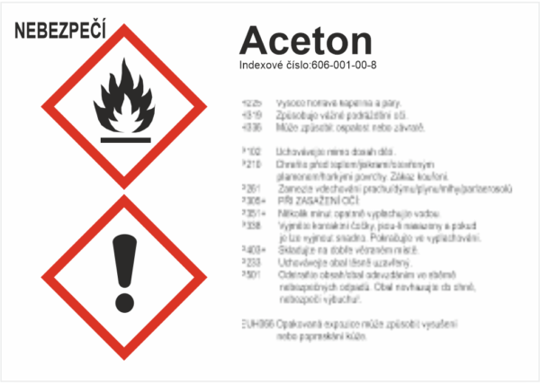 GHS štítek - Aceton