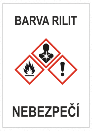 Značení nebezpečných látek a obalů - GHS štítky s názvem: Barva rilit / Nebezpečí