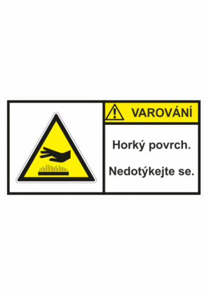 Značení strojů dle ISO 3864-2 - Varování: "Horký povrch / Nedotýkejte se."