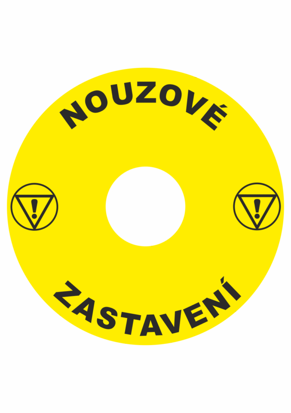 Značení strojů a zařízení - Značení nouzového zastavení: Nouzové zastavení (Výstraha)
