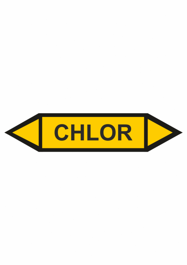 Značení dle ČSN - Oboustranné potrubní šipky: Chlor