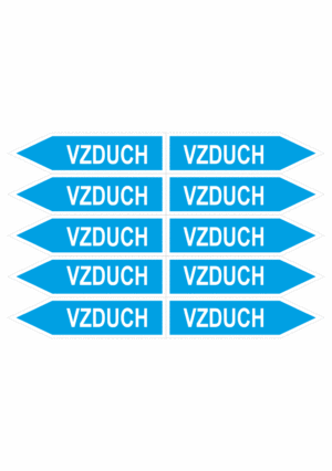 Značení dle ČSN - Jednosměrné potrubní šipky: Vzduch - Velikost 0