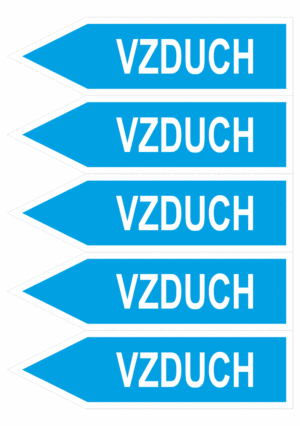Značení dle ČSN - Jednosměrné potrubní šipky: Vzduch - Velikost 1 (Směr vlevo)