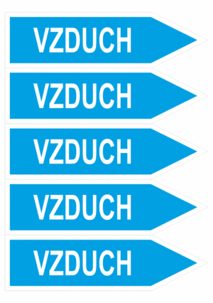 Značení dle ČSN - Jednosměrné potrubní šipky: Vzduch - Velikost 1 (Směr vpravo)