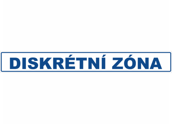 Podlahový nápis Diskrétní zóna modrý