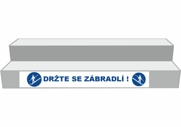 Podlahové pásy a značky - Označení schodů: Držte se zábradlí (Bílý podklad)