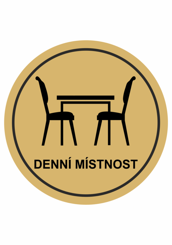 Značení budov, prostorů a vstupů - Označení místnosti (Piktogramy): Denní místnost (Zlatá, Kruh)
